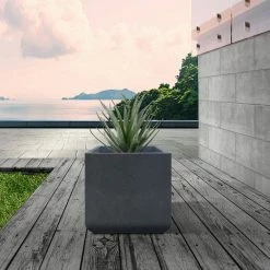 KANTE 11.81 x 11.81 in. Square Charcoal Lightweight Concrete and Weather Resistant Fiberglass Planter w/Drainage Hole 12 KANTE 11.81 x 11.81 in. Square Charcoal Lightweight Concrete and Weather Resistant Fiberglass Planter w/Drainage Hole -KANTE Sales charcoal kante plant pots rf0221b c60121 c3 1000