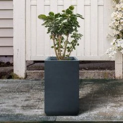 KANTE 27.6 in. H Square Charcoal Concrete and Fiberglass Tall Planter Outdoor Indoor Lightweight Plant Pots -KANTE Sales charcoal kante plant pots rf0222c c60121 1f 1000