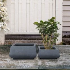 KANTE 21.2 in. and 16.1 in. W Square Charcoal Finish Lightweight Concrete/Fiberglass Planters with Drainage Holes (Set of 2) 13 KANTE 21.2 in. and 16.1 in. W Square Charcoal Finish Lightweight Concrete/Fiberglass Planters with Drainage Holes (Set of 2) -KANTE Sales charcoal kante plant pots rf2015018ab c60121 44 1000