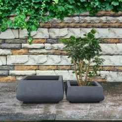 KANTE 21.2 in. and 16.1 in. W Square Charcoal Finish Lightweight Concrete/Fiberglass Planters with Drainage Holes (Set of 2) 14 KANTE 21.2 in. and 16.1 in. W Square Charcoal Finish Lightweight Concrete/Fiberglass Planters with Drainage Holes (Set of 2) -KANTE Sales charcoal kante plant pots rf2015018ab c60121 fa 1000