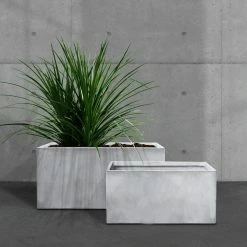KANTE 31" and 23"L Rectangular Large Concrete Long Box Planters Set of 2, Outdoor/Indoor Strong UV Resistant w/Drainage Holes -KANTE Sales concrete kante plant pots rf0104ab c81921 1f 1000