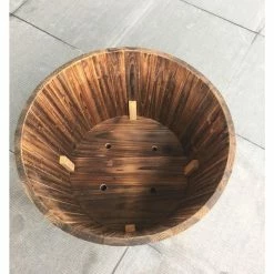Vigoro 25.98 in. Dia x 16.54 in. H Round Wooden Barrel Planter -KANTE Sales dark wood vigoro barrel planters hl6642 a0 1000