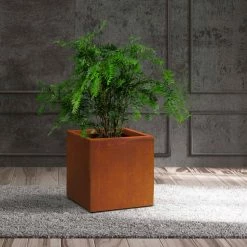 KANTE 16in.H Square Faux Weathering Steel Finish Lightweight Concrete Durable Elegant Planter w/Drainage Hole, Home and Garden -KANTE Sales faux weathering steel kante plant pots rf0001c c91942 31 1000