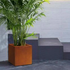 KANTE 16in.H Square Faux Weathering Steel Finish Lightweight Concrete Durable Elegant Planter w/Drainage Hole, Home and Garden -KANTE Sales faux weathering steel kante plant pots rf0001c c91942 76 1000