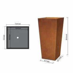 KANTE 24.4 in. H Rectangle Faux Weathering Steel Lightweight Concrete Tapered Tall Planter with Drainage Hole, Outdoor/Indoor -KANTE Sales faux weathering steel kante plant pots rf0004c c91942 1f 1000