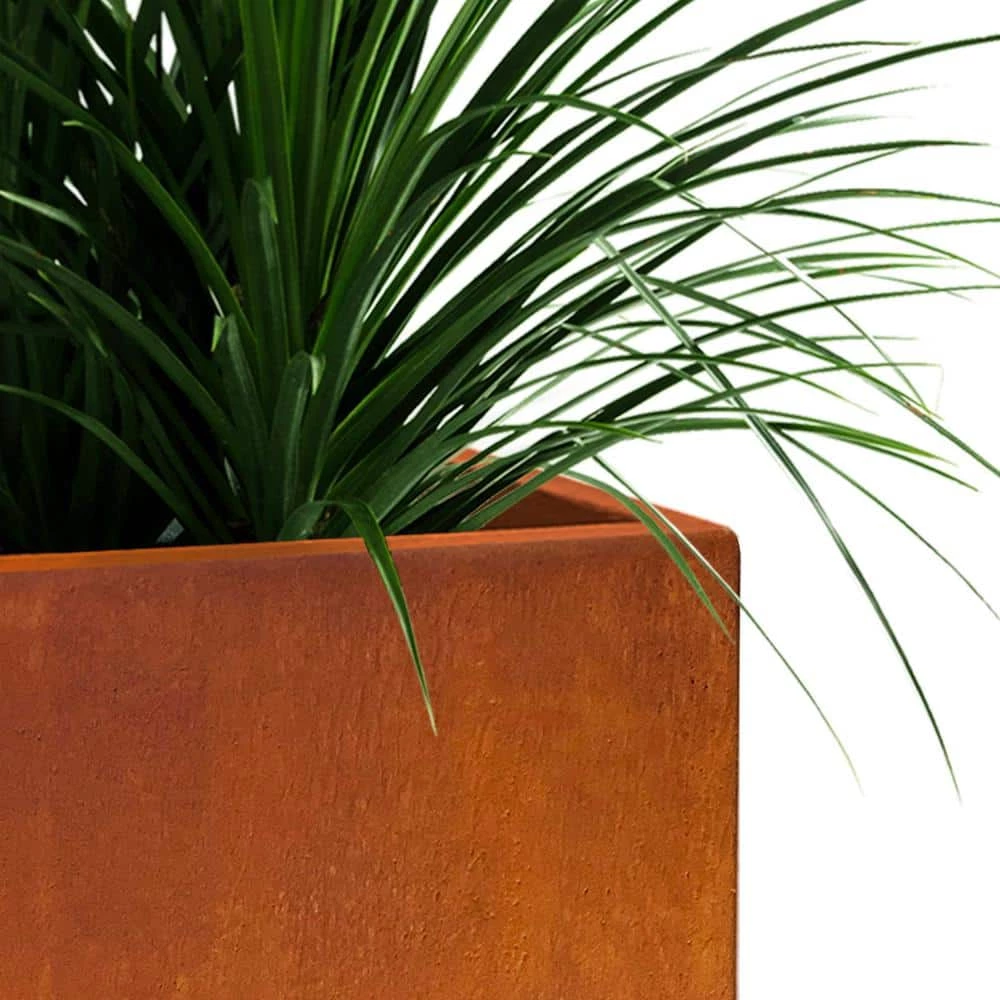KANTE 16 in. H Faux Weathering Steel Finish Concrete Square, Modern Outdoor/Indoor Lightweight Planter Pot with Drainage Hole 9 KANTE 16 in. H Faux Weathering Steel Finish Concrete Square, Modern Outdoor/Indoor Lightweight Planter Pot with Drainage Hole - Image 7