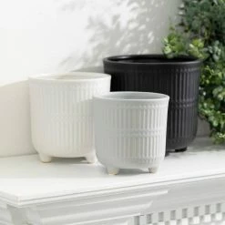 SULLIVANS Black, White & Gray Ceramic Planters - Set Of 3 9 SULLIVANS Black, White & Gray Ceramic Planters - Set Of 3 -KANTE Sales glaze sullivans plant pots cm2970 4f 1000