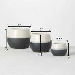 SULLIVANS Black And White Ceramic Pot - Set of 3 -KANTE Sales glaze sullivans plant pots cm2971 44 1000