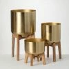 SULLIVANS Brass Planter On Stands - Set of 3 -KANTE Sales gold sullivans plant pots n2714 64 1000