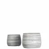 SULLIVANS Gray and White Ceramic Striped Planter - Set of 2 1 SULLIVANS Gray and White Ceramic Striped Planter - Set of 2 -KANTE Sales gray and white sullivans plant pots cm2787 64 1000