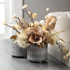 SULLIVANS Gray Geometric Print Cement Pot - Set of 3 -KANTE Sales gray patterned sullivans plant pots cmt1207 fa 1000