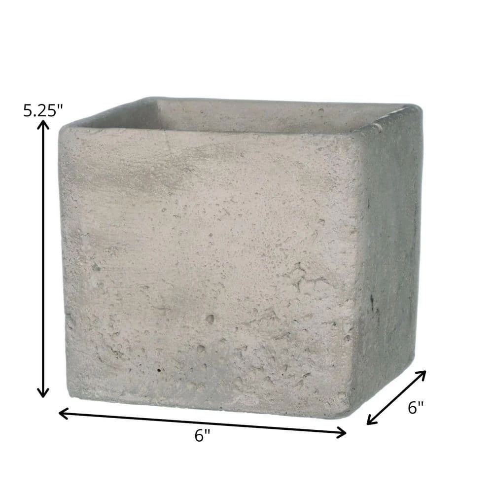 SULLIVANS Gray Cement Square Planter 6 SULLIVANS Gray Cement Square Planter - Image 4