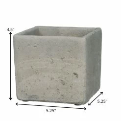 SULLIVANS Gray Cement Square Planter -KANTE Sales gray sullivans plant pots cmt1091 1f 1000