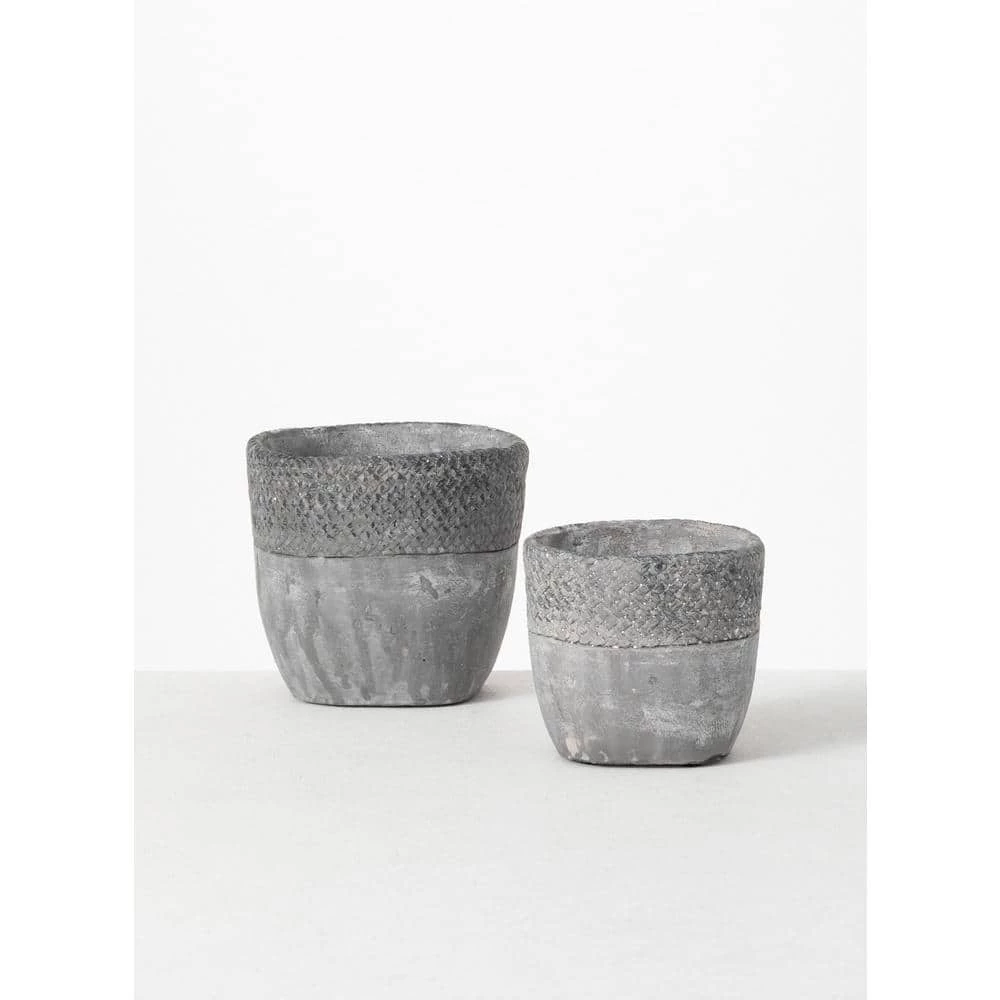 SULLIVANS Gray Cement Pot (Set of 2) 6 SULLIVANS Gray Cement Pot (Set of 2) - Image 4
