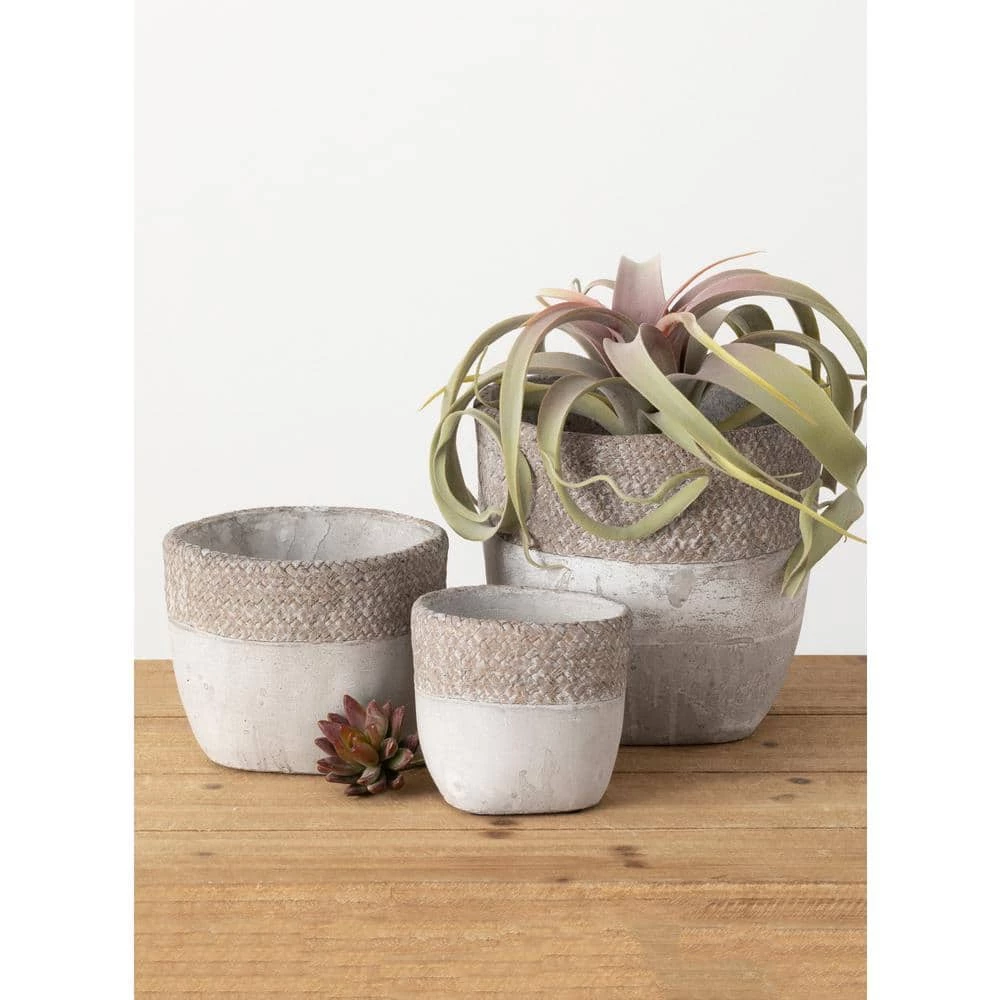SULLIVANS Gray Cement Pot (Set of 2) 4 SULLIVANS Gray Cement Pot (Set of 2) - Image 2