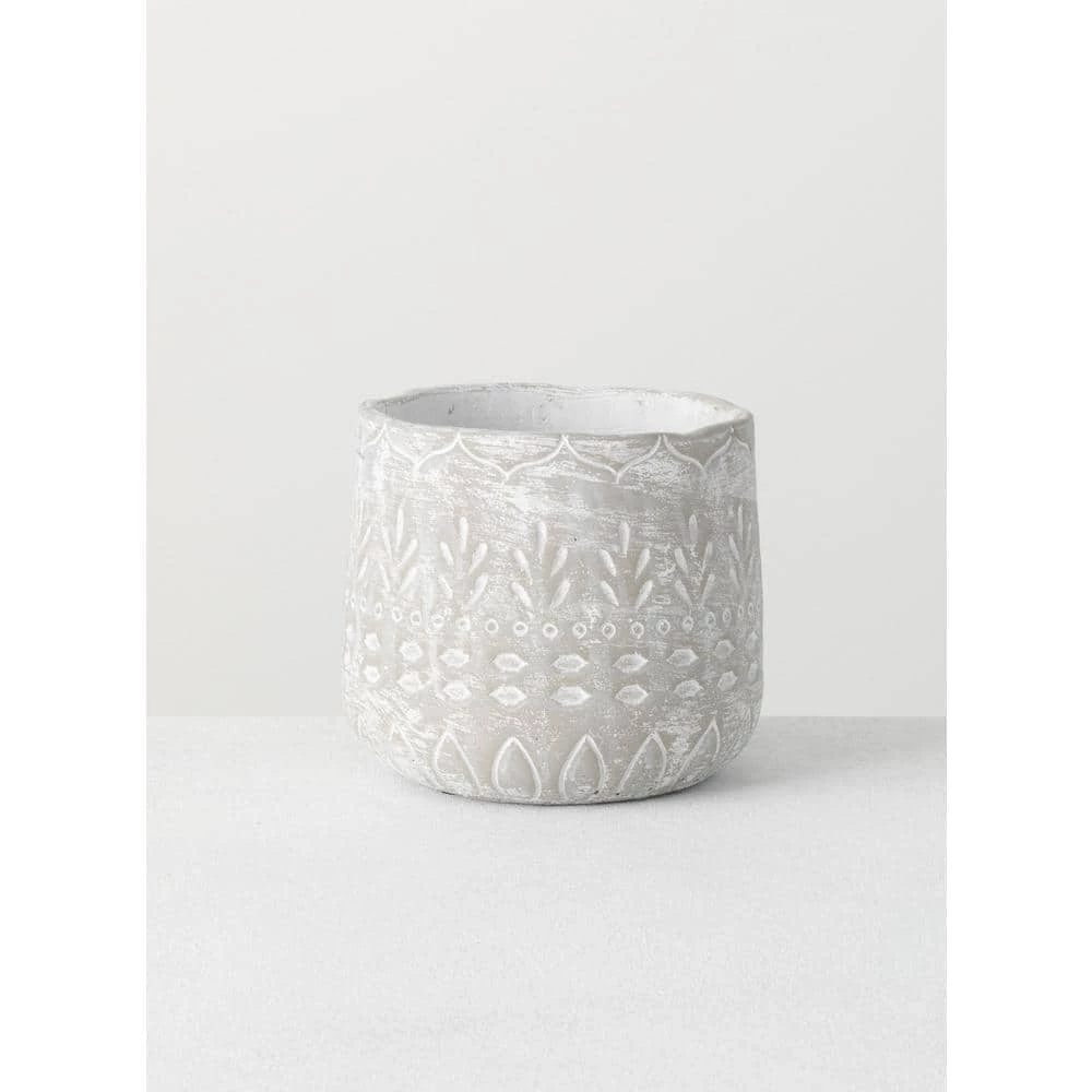 SULLIVANS Gray Patterned Cement Pot 3 SULLIVANS Gray Patterned Cement Pot