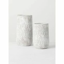 SULLIVANS Gray Cement Pot - Set of 2 -KANTE Sales gray sullivans plant pots cmt1189 1f 1000