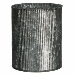 SULLIVANS Gray Metal Ribbed Pot