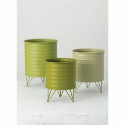 SULLIVANS Green Metal Planters (Set of 3) -KANTE Sales green sullivans plant pots met1510 1f 1000