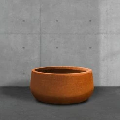 KANTE 16 in. Dia. Round Iron Oxide Concrete Bowl Planter, Outdoor Indoor Large Planter Pot with Drainage Hole -KANTE Sales iron oxide kante plant pots rc0051b c80621 31 1000