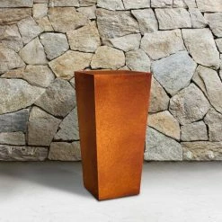 KANTE 28 in. H Iron Oxide Lightweight Concrete Tapered Planter with Drainage Hole, Large Outdoor/Indoor Tall Square Planter -KANTE Sales iron oxide kante plant pots rf0229a s c80621 44 1000