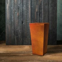 KANTE 28 in. H Iron Oxide Lightweight Concrete Tapered Planter with Drainage Hole, Large Outdoor/Indoor Tall Square Planter -KANTE Sales iron oxide kante plant pots rf0229a s c80621 76 1000