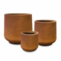 KANTE 17.3 in., 13.4 in., & 10.6 in. H Round Iron Oxide Concrete Planter (Set of 3) Outdoor Indoor Large Pots w/Drainage Holes -KANTE Sales iron oxide kante plant pots rf2015022bcd c80621 1f 1000