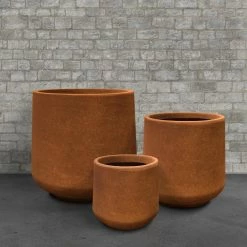KANTE 17.3 in., 13.4 in., & 10.6 in. H Round Iron Oxide Concrete Planter (Set of 3) Outdoor Indoor Large Pots w/Drainage Holes -KANTE Sales iron oxide kante plant pots rf2015022bcd c80621 31 1000