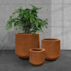 KANTE 17.3 in., 13.4 in., & 10.6 in. H Round Iron Oxide Concrete Planter (Set of 3) Outdoor Indoor Large Pots w/Drainage Holes -KANTE Sales iron oxide kante plant pots rf2015022bcd c80621 76 1000