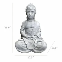 KANTE 25.6 in. H Natural Concrete/Fiberglass Indoor Outdoor Sitting Meditating Zen Buddha Statue -KANTE Sales kante garden statues osp141006 c80021 31 1000