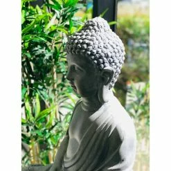 KANTE 25.6 in. H Natural Concrete/Fiberglass Indoor Outdoor Sitting Meditating Zen Buddha Statue -KANTE Sales kante garden statues osp141006 c80021 4f 1000