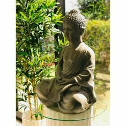 KANTE 25.6 in. H Natural Concrete/Fiberglass Indoor Outdoor Sitting Meditating Zen Buddha Statue -KANTE Sales kante garden statues osp141006 c80021 76 1000
