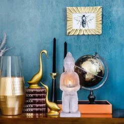 KANTE 12.8 in. H Gray Cement Buddha Tealight Candle Holder Garden Statue Ornament -KANTE Sales kante garden statues sx20200173 44 1000