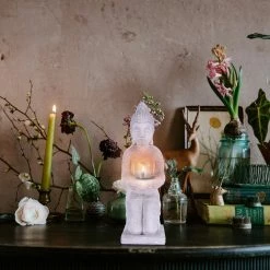 KANTE 12.8 in. H Gray Cement Buddha Tealight Candle Holder Garden Statue Ornament -KANTE Sales kante garden statues sx20200173 4f 1000