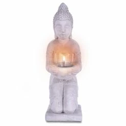 KANTE 12.8 in. H Gray Cement Buddha Tealight Candle Holder Garden Statue Ornament -KANTE Sales kante garden statues sx20200173 fa 1000