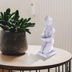 KANTE 12.8 in. H Gray Cement Buddha Garden Statue Tealight Candle Holder Ornament -KANTE Sales kante garden statues sx20200175 1f 1000
