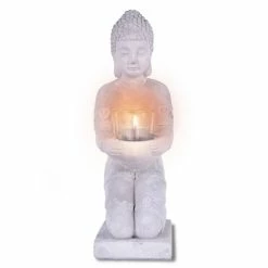 KANTE 12.8 in. H Gray Cement Buddha Garden Statue Tealight Candle Holder Ornament -KANTE Sales kante garden statues sx20200175 44 1000