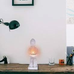 KANTE 12.8 in. H Gray Cement Buddha Garden Statue Tealight Candle Holder Ornament -KANTE Sales kante garden statues sx20200175 4f 1000