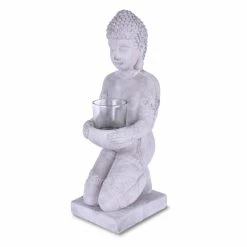 KANTE 12.8 in. H Gray Cement Buddha Garden Statue Tealight Candle Holder Ornament -KANTE Sales kante garden statues sx20200175 fa 1000