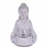 KANTE 6.5 in. H Gray Cement Sitting Buddha Garden Statue Tealight Candle Holder Ornament (2-Pack)