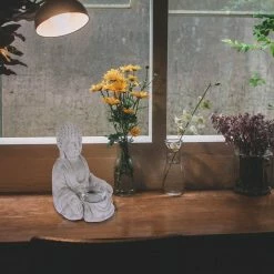 KANTE 6.5 in. H Gray Cement Sitting Buddha Garden Statue Tealight Candle Holder Ornament (2-Pack) -KANTE Sales kante garden statues sx20200178 fa 1000