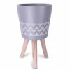 KANTE 17.4 in. Tall Light Gray Lightweight Concrete Classic Outdoor/Indoor Cylindrical Planter with 3 Wooden Legs -KANTE Sales light gray kante plant pots 18h231 ct 64 1000