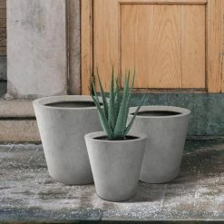 KANTE Large, Medium, Small Round Natural Finish Lightweight Concrete and Weather Resistant Fiberglass Planters (Set of 3) -KANTE Sales natural concrete kante plant pots rc0154bcd c80021 44 1000