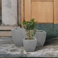 KANTE Square Natural Finish Lightweight Concrete & Weather Resistant Fiberglass Planters with Drainage Holes (Set of 3) -KANTE Sales natural concrete kante plant pots rf0126abc c80021 44 1000
