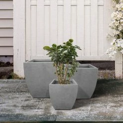 KANTE Square Natural Finish Lightweight Concrete & Weather Resistant Fiberglass Planters with Drainage Holes (Set of 3) -KANTE Sales natural concrete kante plant pots rf0126abc c80021 76 1000
