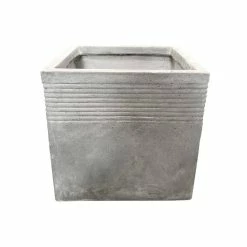 KANTE Small 15 in. Tall Natural Lightweight Concrete Modern Square Outdoor Planter