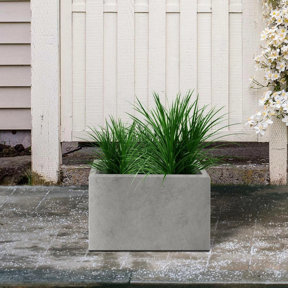 KANTE 6.89"W x 19.49"L x 15.94"H Rectangular Natural Finish Lightweight Concrete and Fiberglass Long Planter w/ Drainage Hole 9 KANTE 6.89"W x 19.49"L x 15.94"H Rectangular Natural Finish Lightweight Concrete and Fiberglass Long Planter w/ Drainage Hole - Image 7