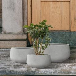 KANTE 21.6", 16.9", and 12.5"W Round Natural Concrete Elegant Planters, Set of 3 Outdoor Indoor Seamless w/ Drainage Hole -KANTE Sales natural concrete kante plant pots rf2015021abc c80021 66 1000
