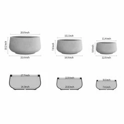 KANTE 21.6", 16.9", and 12.5"W Round Natural Concrete Elegant Planters, Set of 3 Outdoor Indoor Seamless w/ Drainage Hole -KANTE Sales natural concrete kante plant pots rf2015021abc c80021 c3 1000