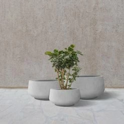 KANTE 21.6", 16.9", and 12.5"W Round Natural Concrete Elegant Planters, Set of 3 Outdoor Indoor Seamless w/ Drainage Hole -KANTE Sales natural concrete kante plant pots rf2015021abc c80021 fa 1000